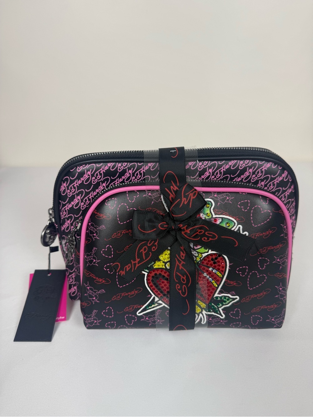 Ed Hardy 2-Piece Rhinestone Cosmetic Bag Set ✨🖤